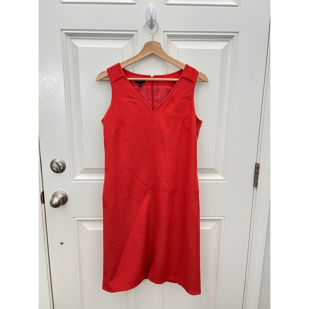Talbots Petites Red Textured V-Neck Sleeveless Sheath Dress with Pockets 6P‎